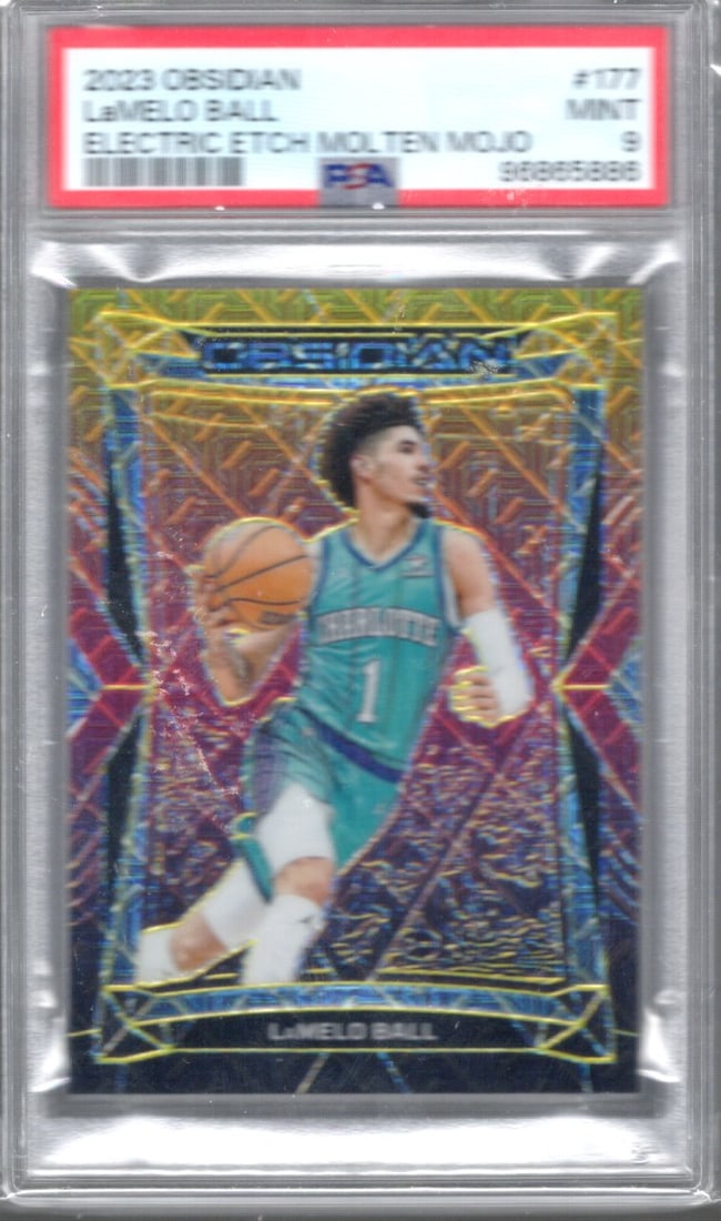 LaMelo Ball PSA 9 Electric Etch Molten Mojo /10 2023 Panini Obsidian #177 (1 of 2)