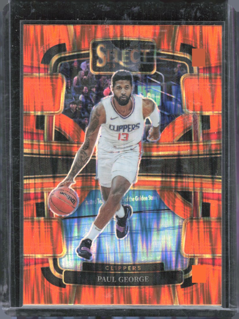 2023-24 Panini Select #14 Paul George Orange Flash Prizms (1 of 2)