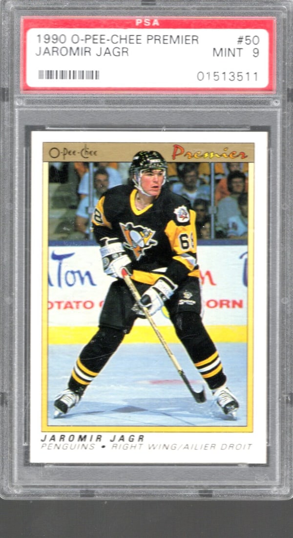 Jaromir Jagr PSA 9 Rookie Card 1990 O Pee Chee Premier #50 (1 of 2)