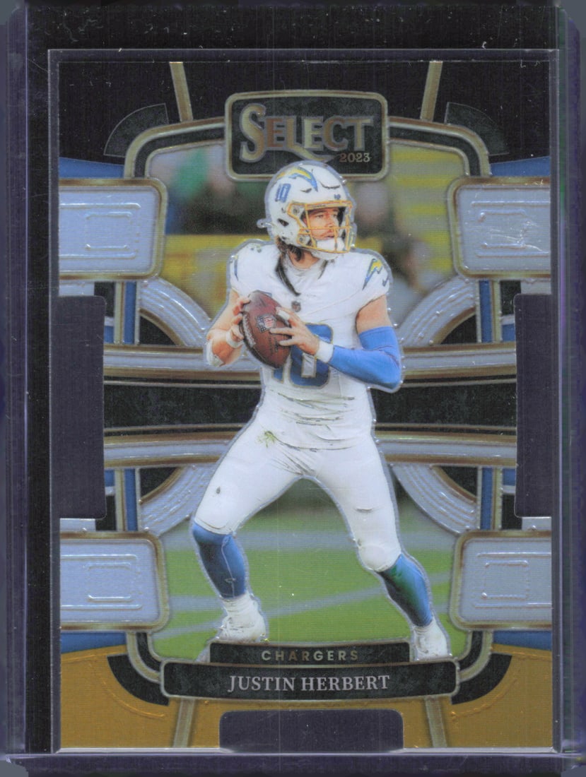 2023 Panini Select #52 Justin Herbert Black and Gold Prizms Die Cuts (1 of 2)