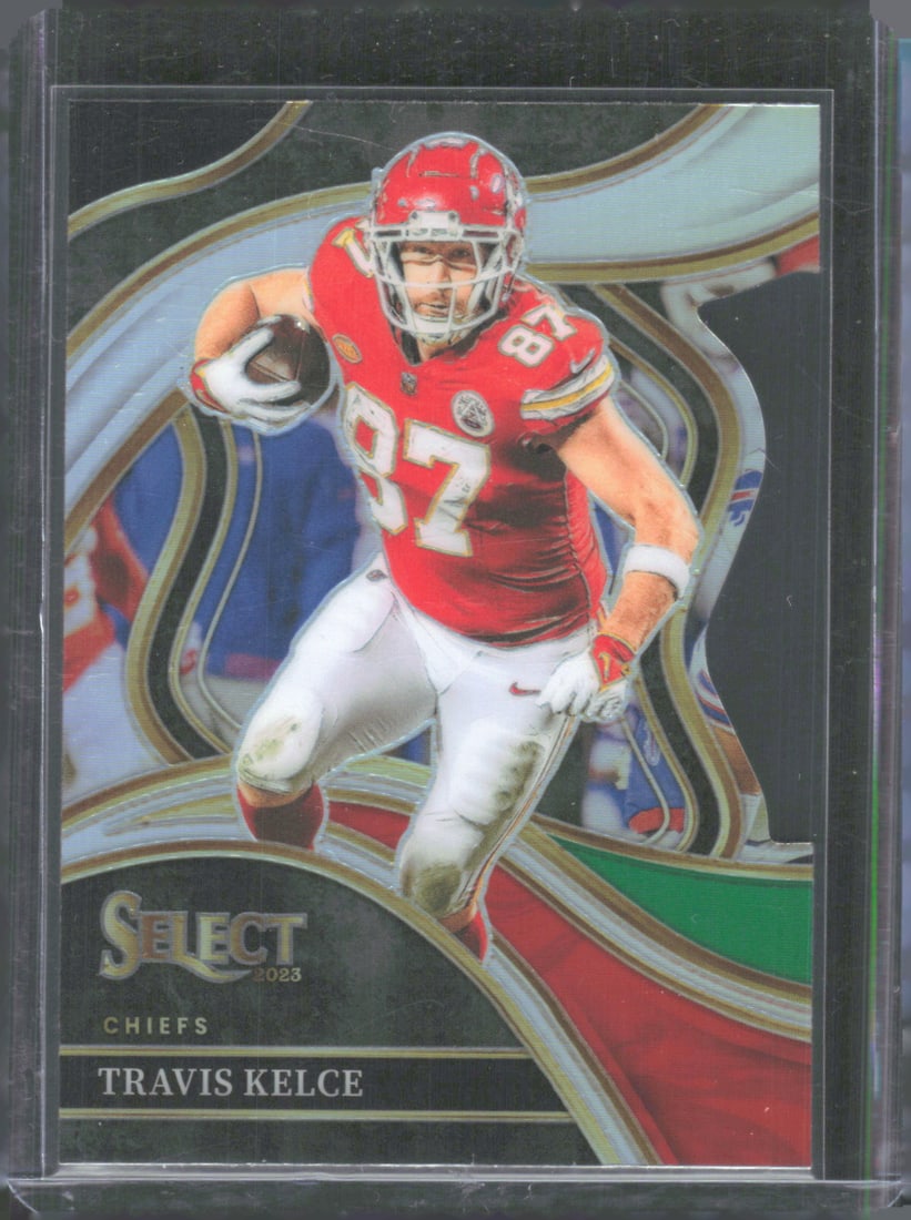 2023 Panini Select #215 Travis Kelce Club Level Black and Green Prizms Die Cuts (1 of 2)