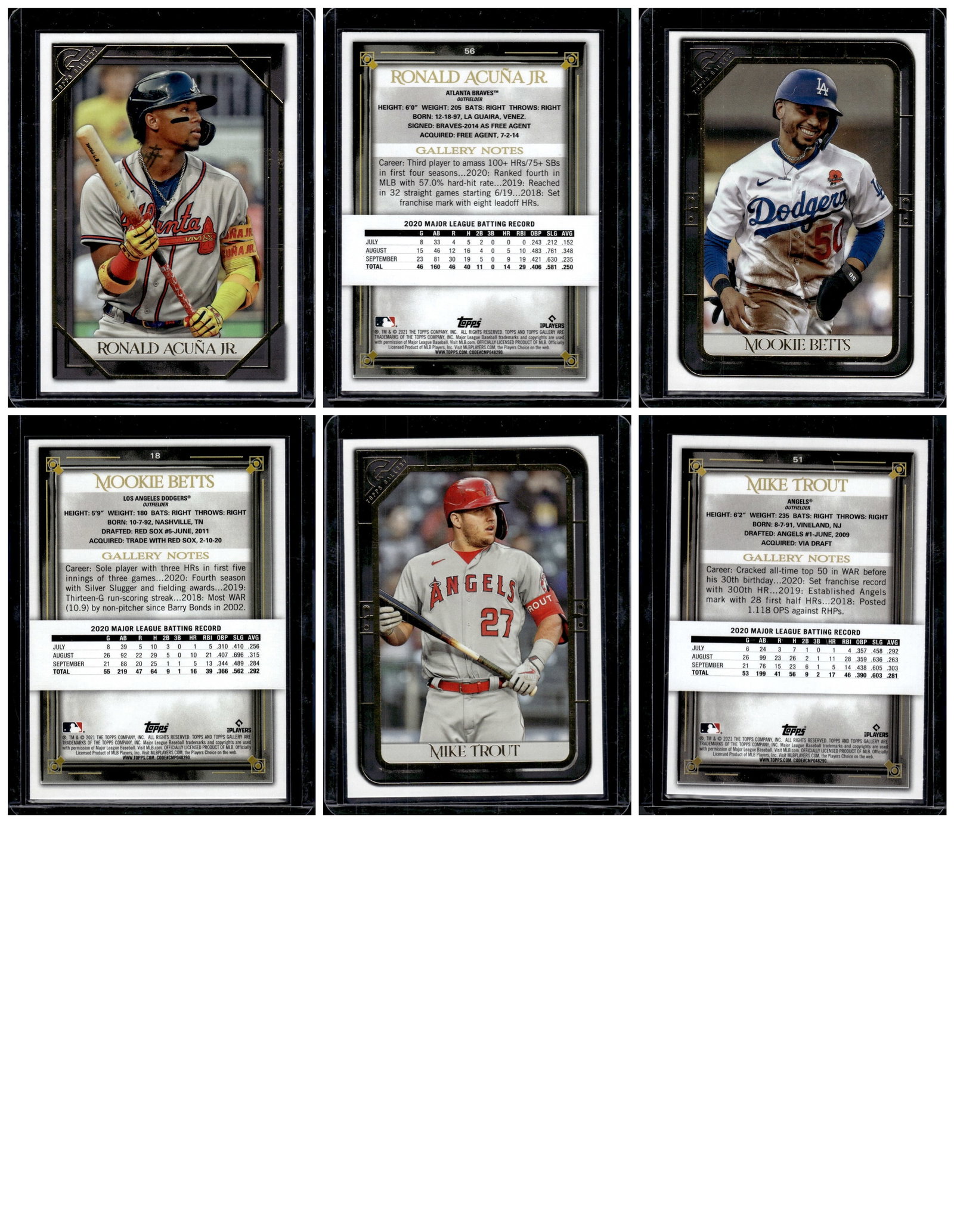 2021 Topps Gallery MLB Super Stars and Future Hall of Famers: Acuna, Jr., Betts, & Trout: 2021 Topps Gallery MLB Super Stars and Future Hall of Famers: Acuna, Jr., Betts, & Trout