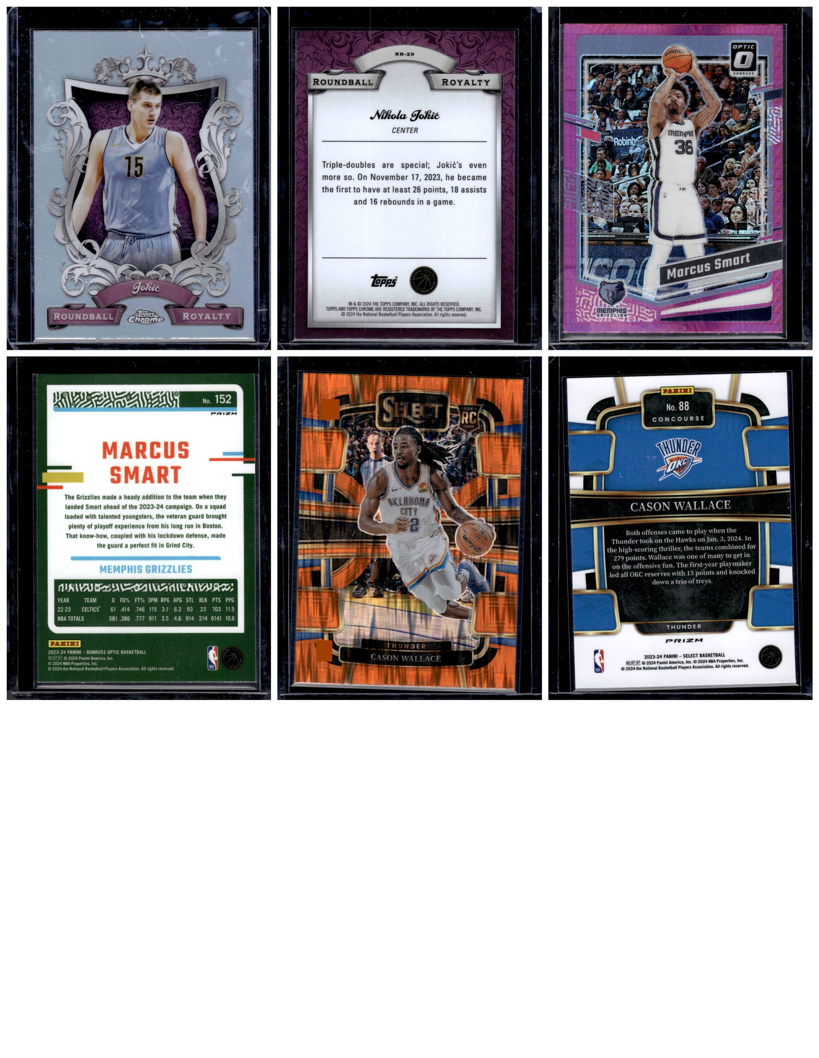3 - NBA Stars Cards: Topps Chrome Jokic, Donruss Optic Marcus Smart, & Panini Select Cason Wallace (1 of 1)