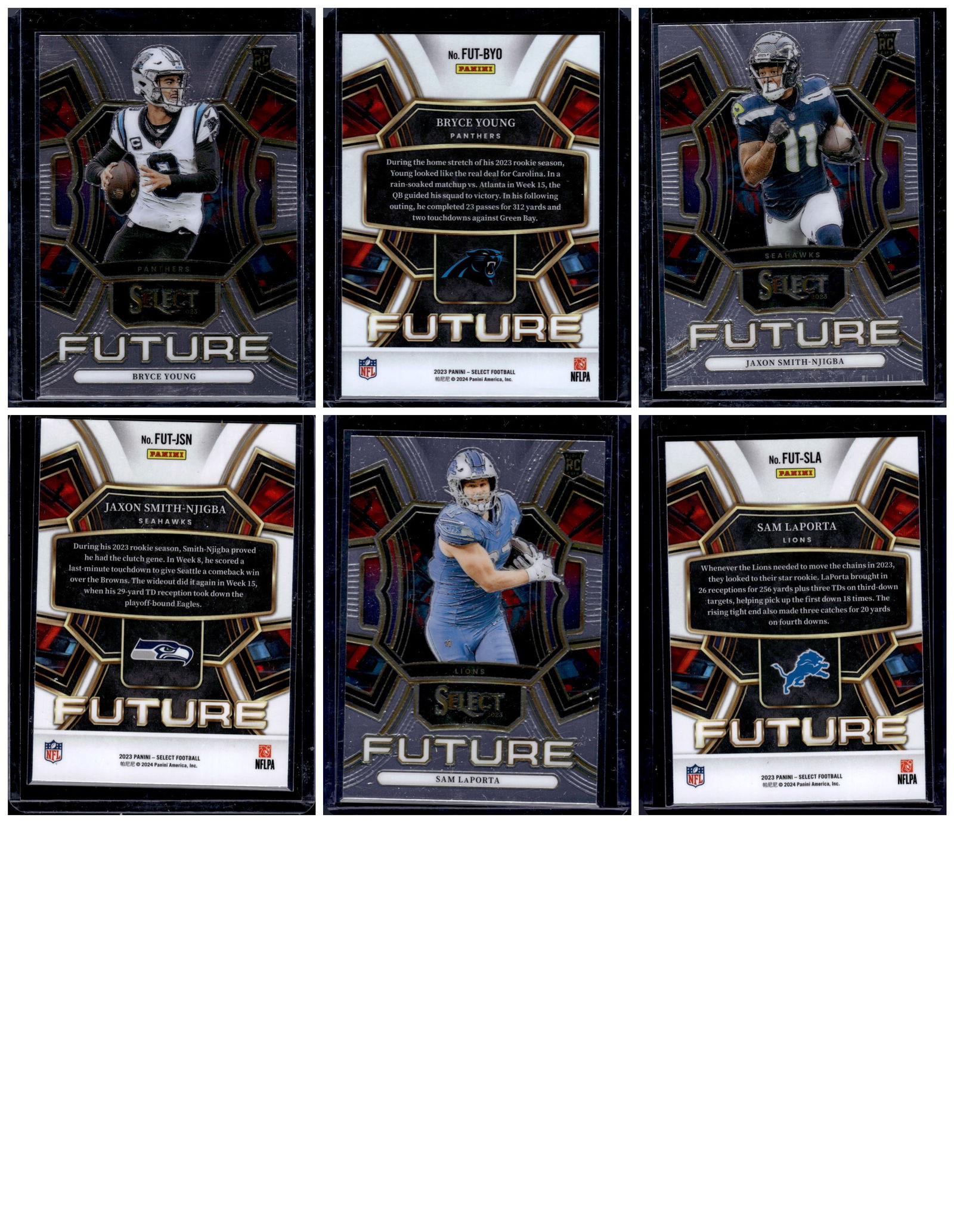 3 - Panini Select Rookie Cards Future Parallel: Bryce Young, Jaxon Smith-Njigba, & Sam LaPorta (1 of 1)