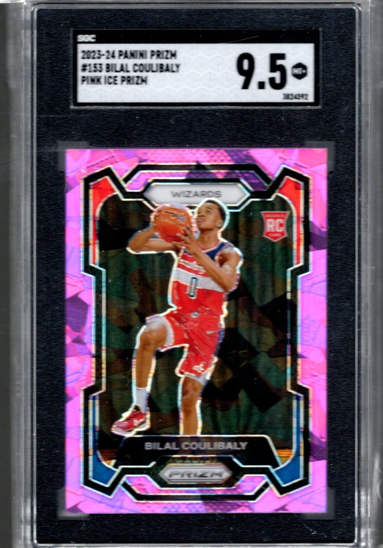 Bilal Coulibaly Pink Cracked Ice Prizm RC 2023-24 Panini Prizm #153 SGC 9.5 (1 of 2)