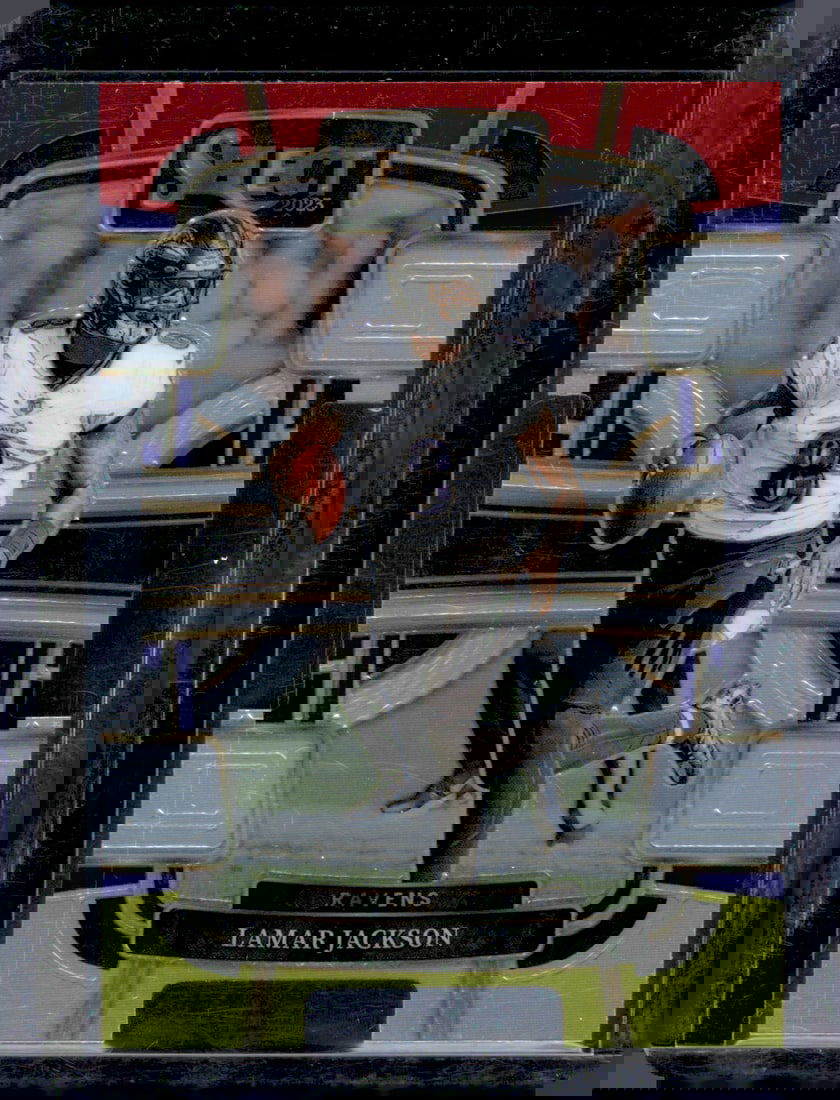 Lamar Jackson Red/Yellow Prizm Die Cut 2023 Panini Select #7 (1 of 2)