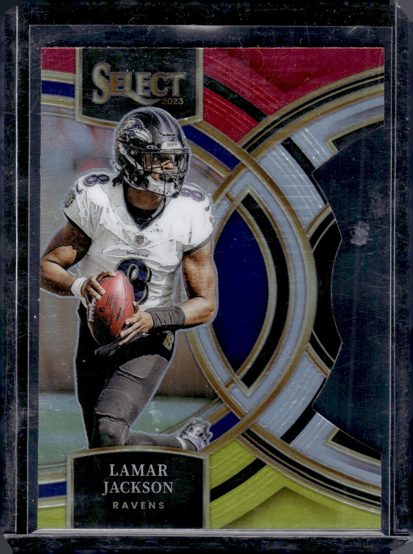 Lamar Jackson Red/Yellow Prizm Die Cut 2023 Panini Select #190 (1 of 2)