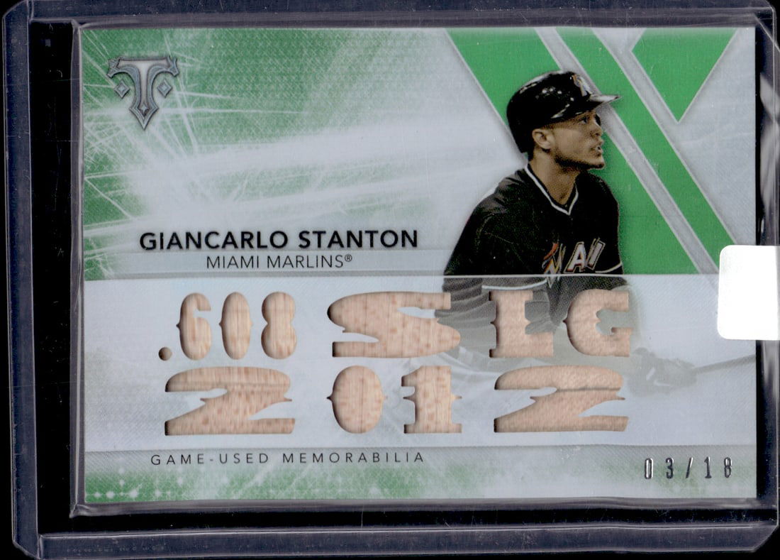 Giancarlo Stanton Emerald Game-Used Bat Patch /18 2015 Topps Triple Threads #TTR-GS2 (1 of 2)