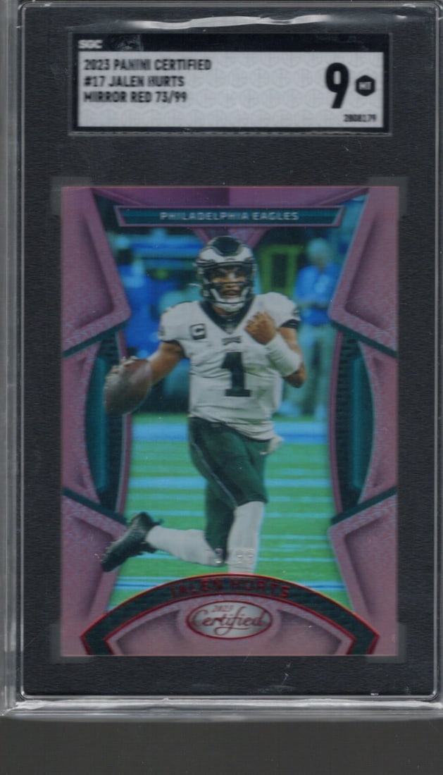 Jalen Hurts Mirror Red /99 2023 Panini Certified #17 SGC 9 (1 of 2)