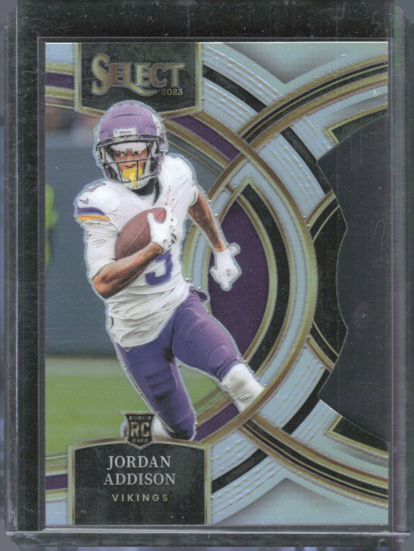 Jordan Addison Rookie Card Silver Die Cut Prizm Premier Level 2023-24 Panini Select #194 (1 of 2)
