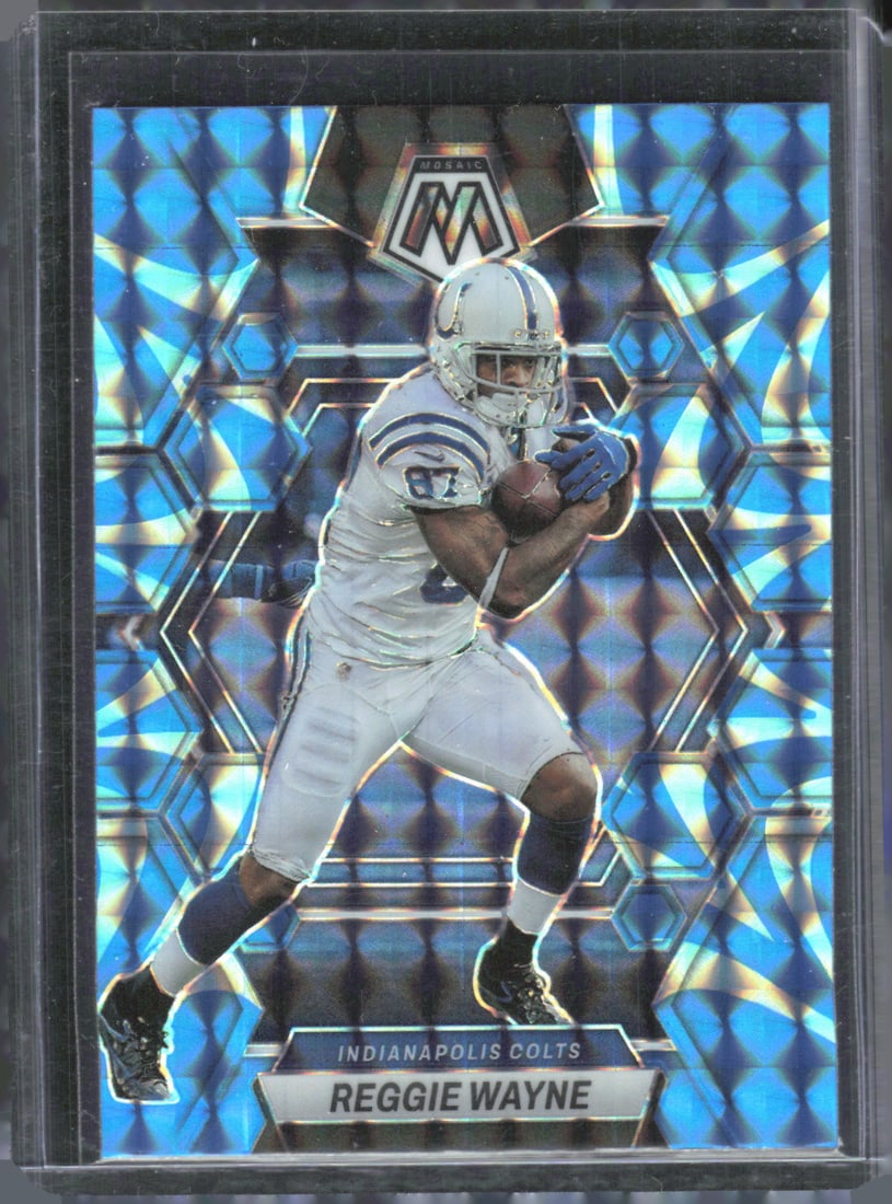 Reggie Wayne Reactive Blue Mosaic 2023 Panini Mosaic #101: Reggie Wayne Reactive Blue Mosaic 2023 Panini Mosaic #101