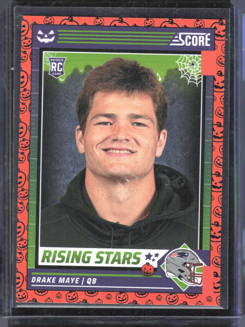 Drake Maye Rookie Card 2024 Panini Score Orange Pumpkins #17: Drake Maye Rookie Card 2024 Panini Score Orange Pumpkins #17
