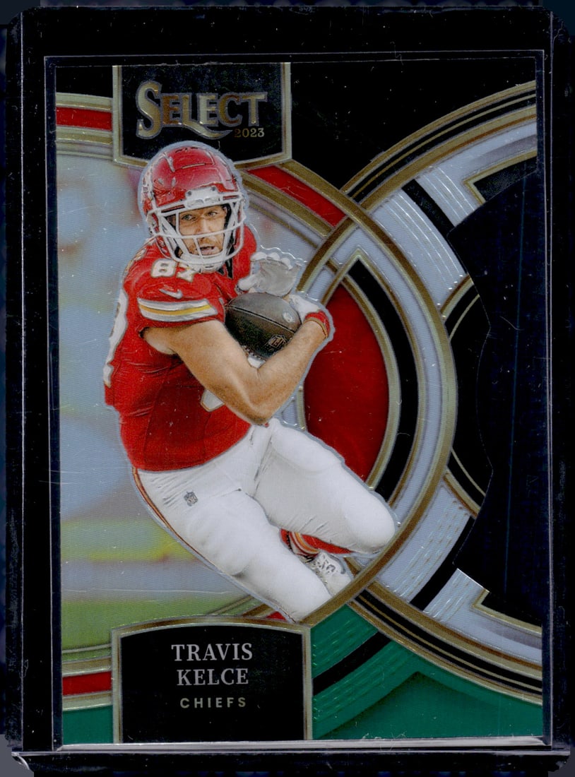 Travis Kelce Black/Green Prizm Die Cut 2023 Panini Select #150 (1 of 2)