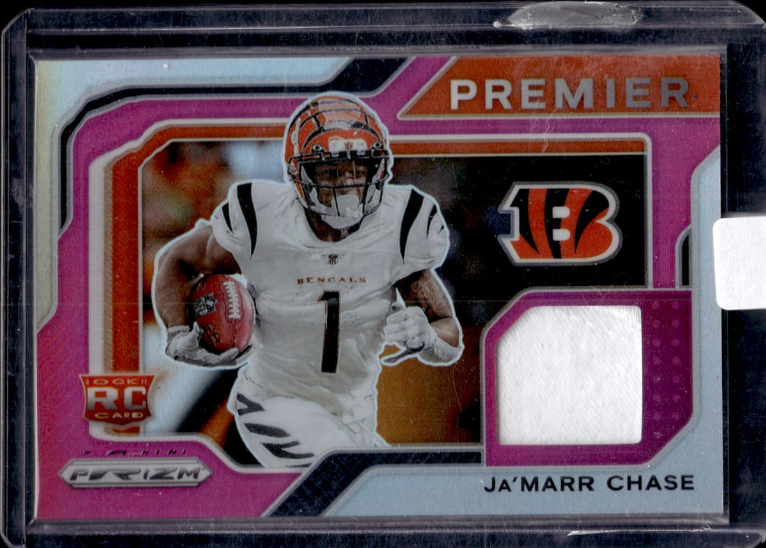 Ja'Marr Chase Premier Jerseys Pink Prizm RC 2021 Panini Prizm #PJ-7 (1 of 2)