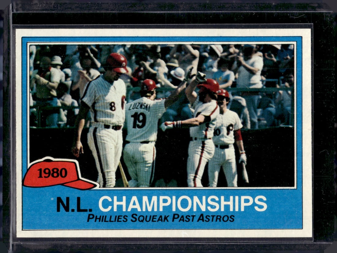 NL Championships Phillies Squeak Past Astros 1981 Topps #402: NL Championships Phillies Squeak Past Astros 1981 Topps #402