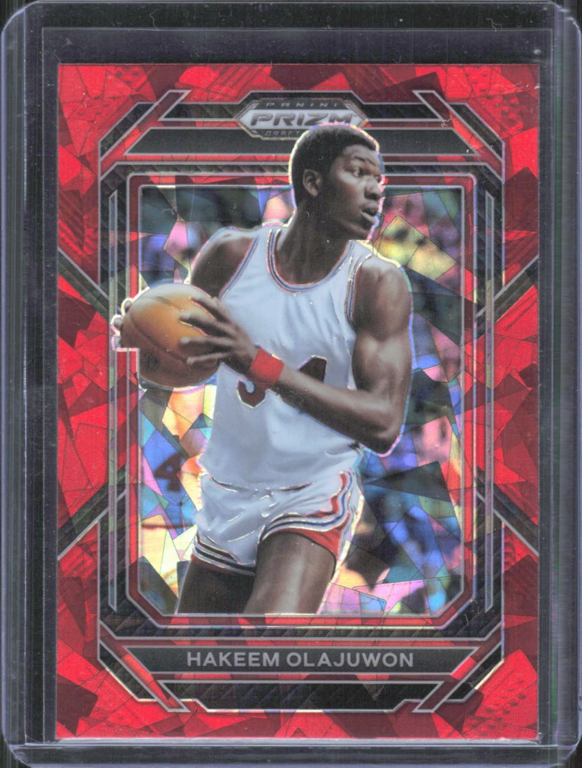 Hakeem Olajuwon Cracked Red Ice 2023 Panini Prizm Draft Picks #80: Hakeem Olajuwon Cracked Red Ice 2023 Panini Prizm Draft Picks #80