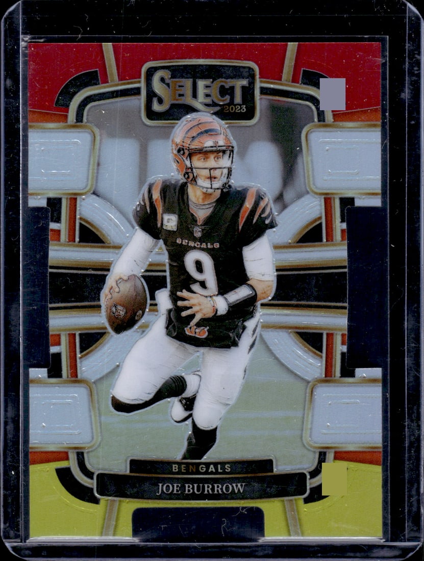 Joe Burrow Red/Yellow Prizm Die Cut 2023 Panini Select #20: Joe Burrow Red/Yellow Prizm Die Cut 2023 Panini Select #20