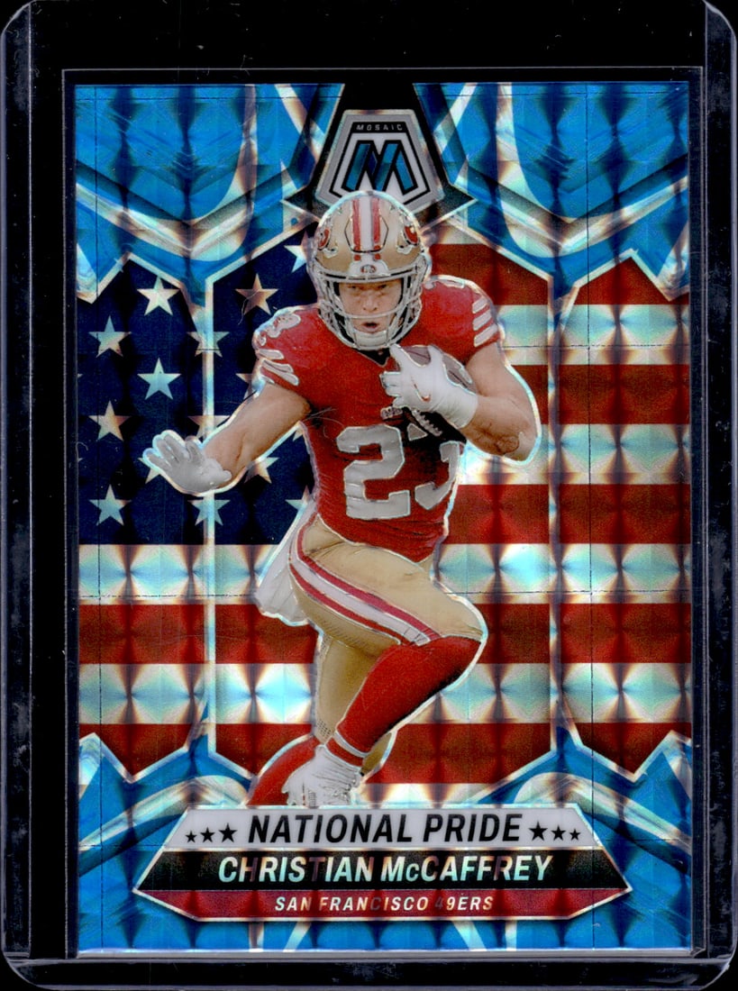 Christian McCaffrey National Pride Reactive Blue Prizm 2024 Panini Mosaic #256 (1 of 2)