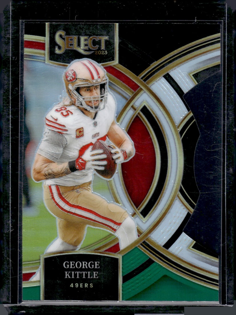 George Kittle Black/Green Prizm Die Cut 2023 Panini Select #153: George Kittle Black/Green Prizm Die Cut 2023 Panini Select #153