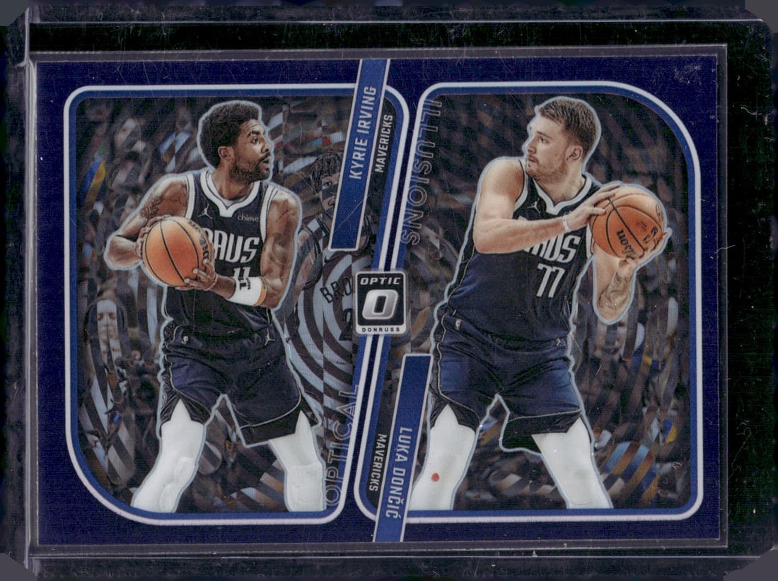 Luka Donic & Kyrie Irving Optical Illusions Purple Prizm 2023-24 Donruss Optic #4 (1 of 2)