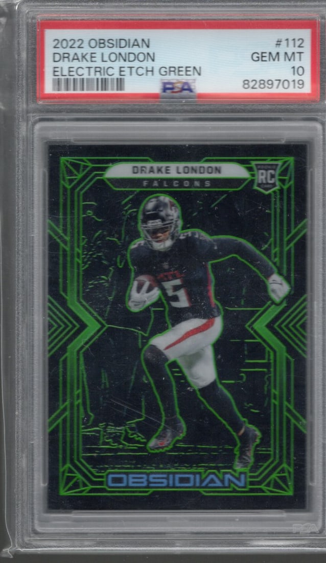 Drake London Electric Etch Green RC /50 2022 Panini Obsidian #112 PSA 10 POP 1!! (1 of 2)