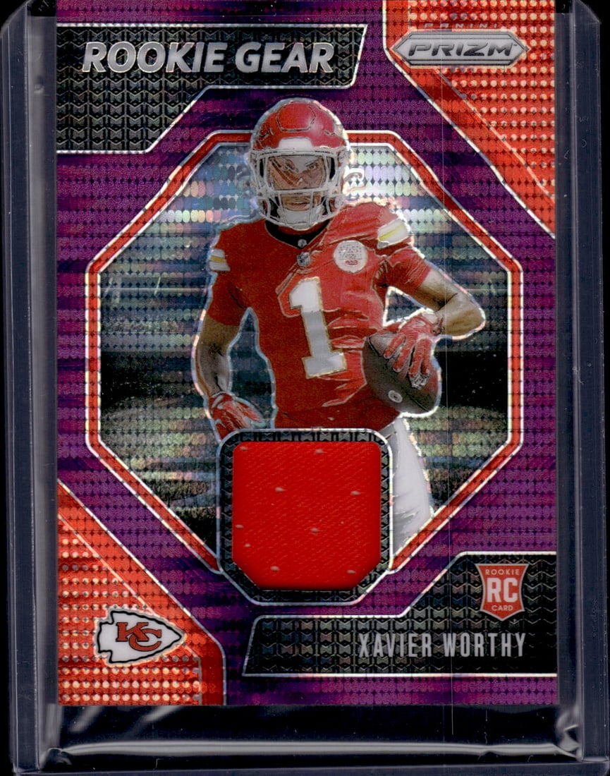 Xavier Worthy Purple Pulsar Prizm Rookie Gear 2024 Panini Prizm #RG-XWY: Xavier Worthy Purple Pulsar Prizm Rookie Gear 2024 Panini Prizm #RG-XWY