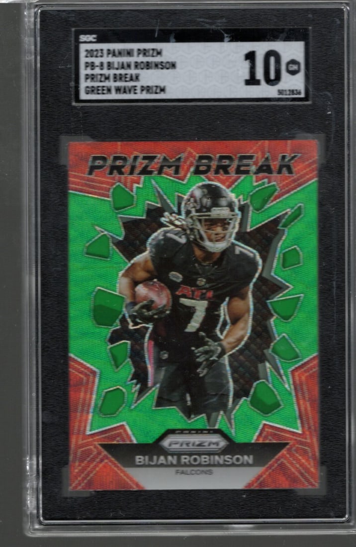 Bijan Robinson Green Wave Prizm Break RC 2023 Panini Prizm #PB-8 SGC 10 (1 of 2)