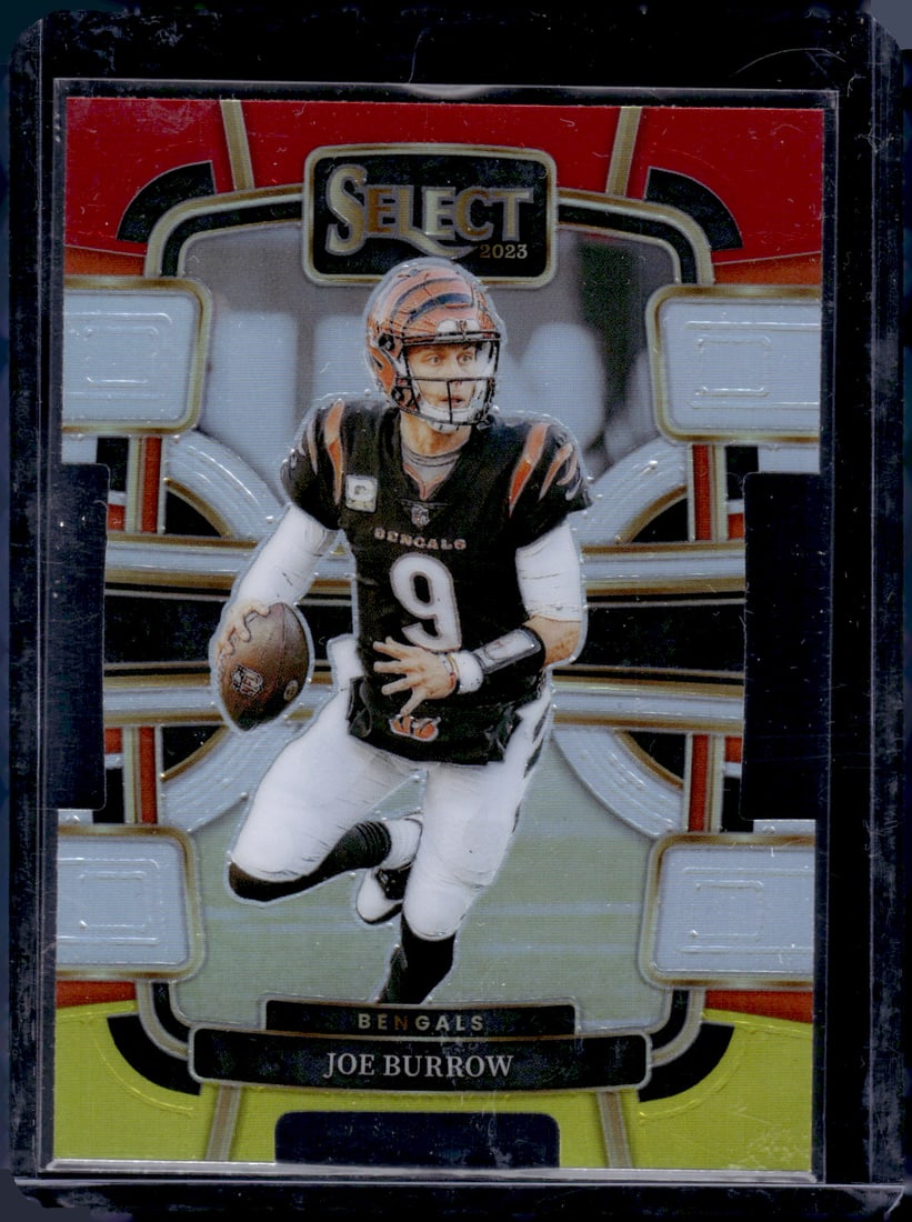 Joe Burrow Red/Yellow Prizm Die Cut 2023 Panini Select #20: Joe Burrow Red/Yellow Prizm Die Cut 2023 Panini Select #20