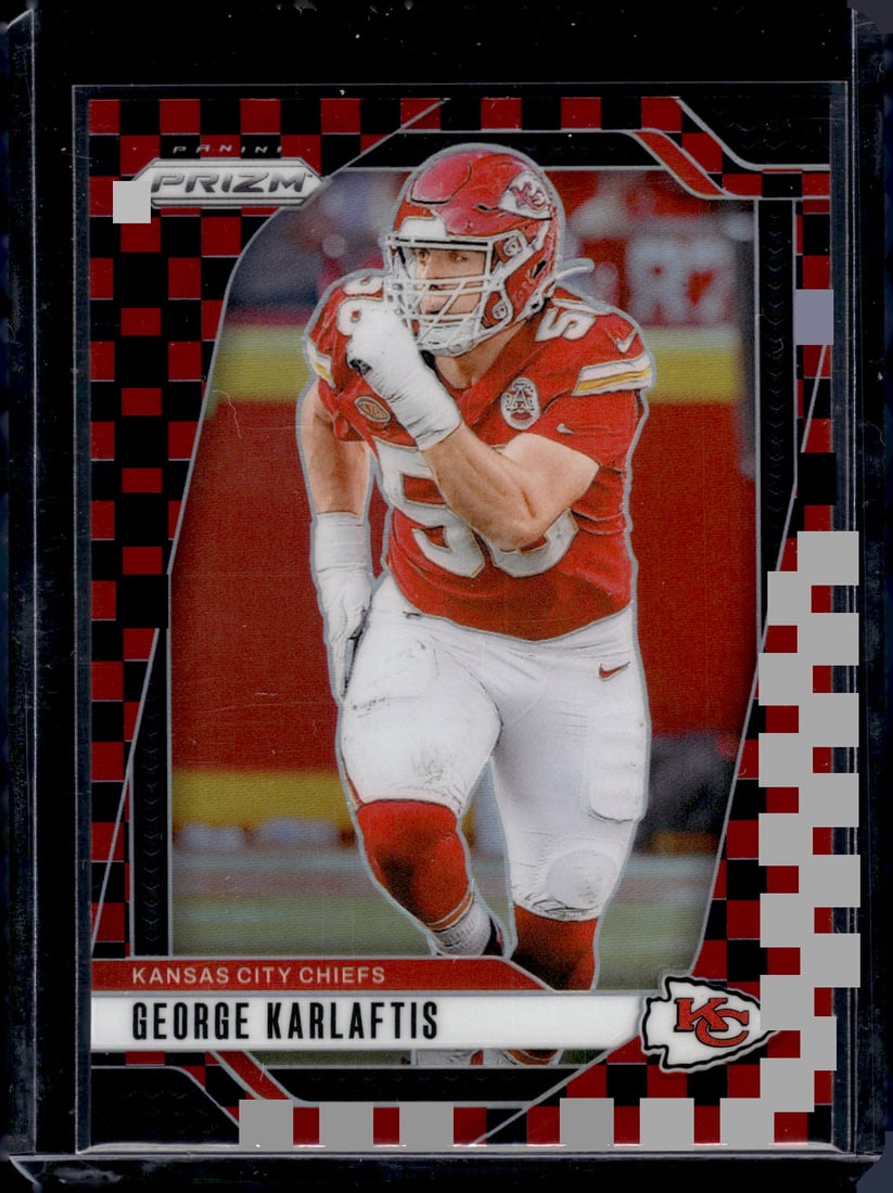 George Karlaftis Red/Black Checker Prizm SP 2024 Panini Prizm #142: George Karlaftis Red/Black Checker Prizm SP 2024 Panini Prizm #142
