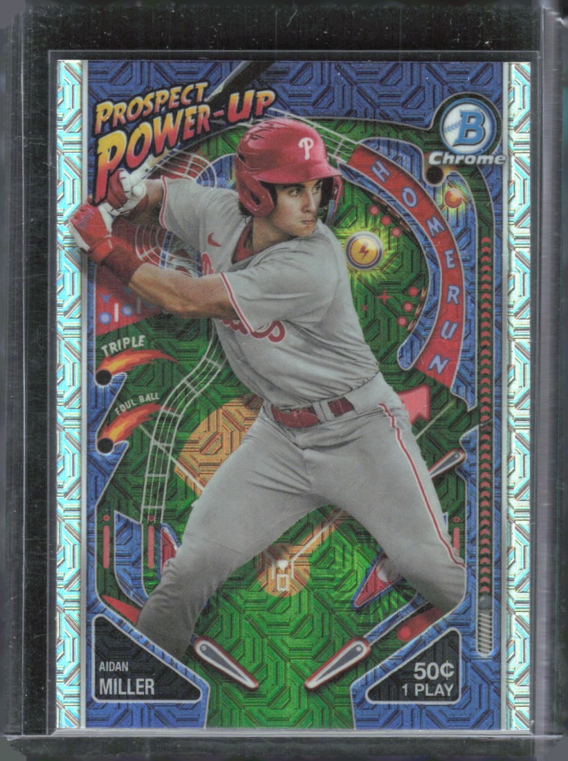 Aidan Miller Mojo Refractor Prospect Power-Up Chrome 2024 Bowman #PP-18: Aidan Miller Mojo Refractor Prospect Power-Up Chrome 2024 Bowman #PP-18