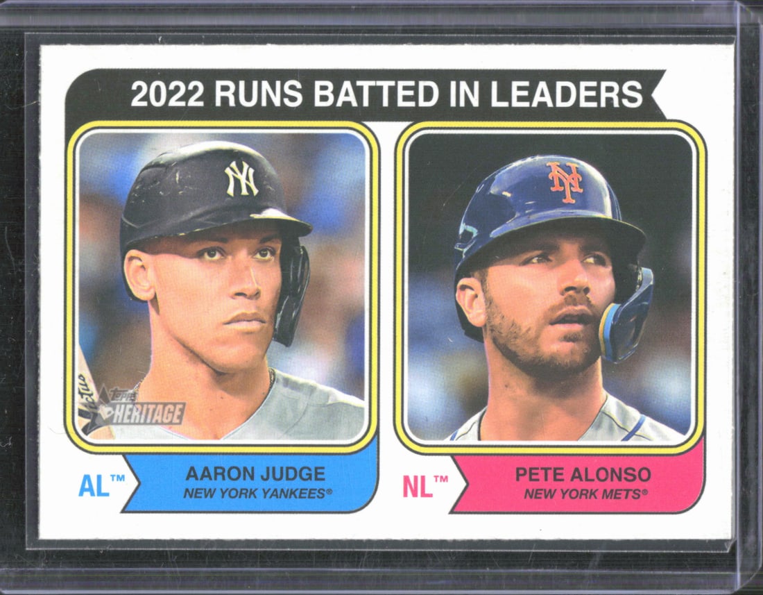 2022 Runs Batted In Leaders (Aaron Judge / Pete Alonso) LL 2023 Topps Heritage #203: 2022 Runs Batted In Leaders (Aaron Judge / Pete Alonso) LL 2023 Topps Heritage #203