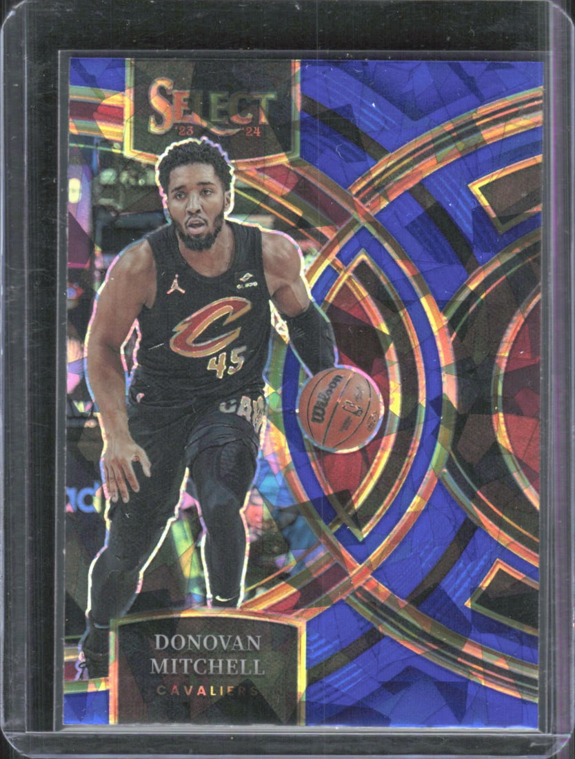 Donovan Mitchell Blue Cracked Ice Prizm 2023-24 Panini Select #163 (1 of 2)