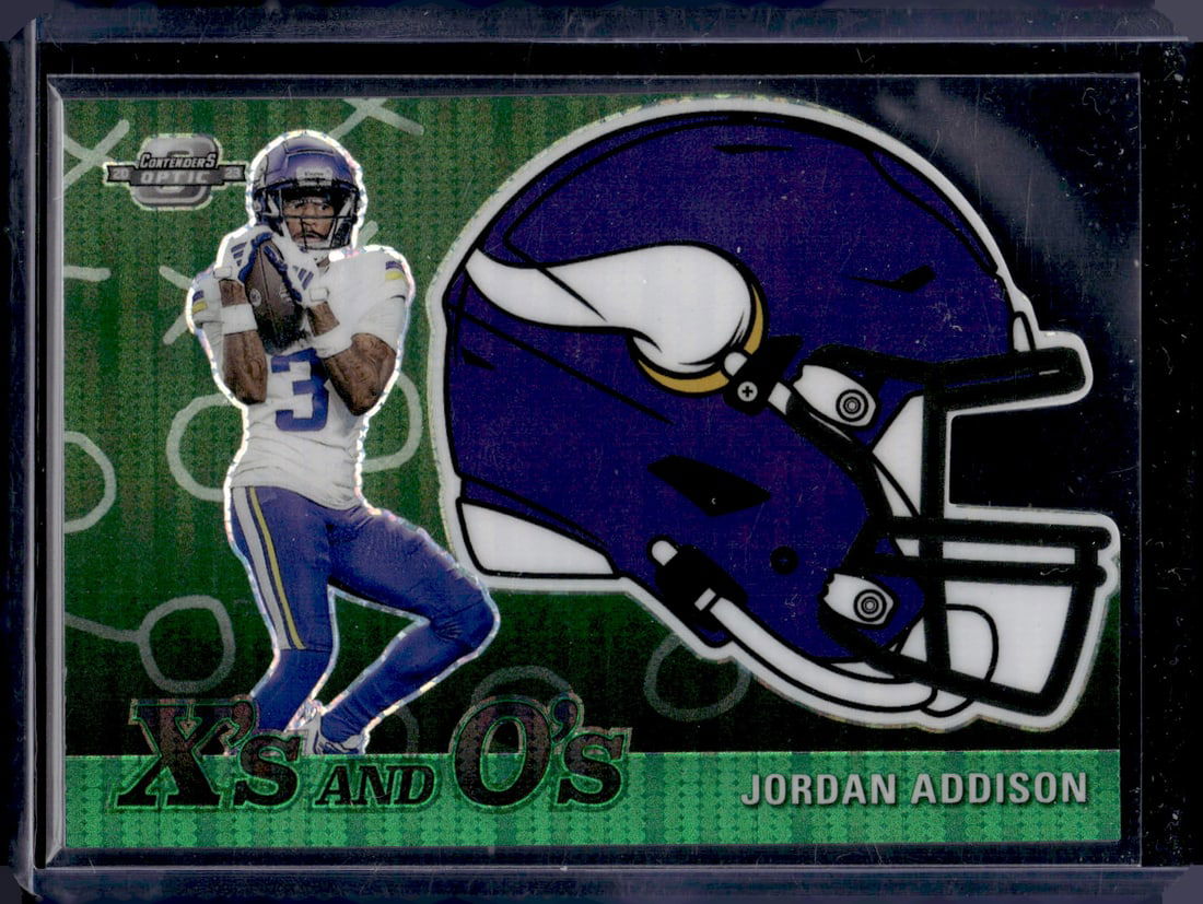 Jordan Addison Green Pulsar X's and O's RC /30 2023 Contenders Optic #XO-57: Jordan Addison Green Pulsar X's and O's RC /30 2023 Contenders Optic #XO-57