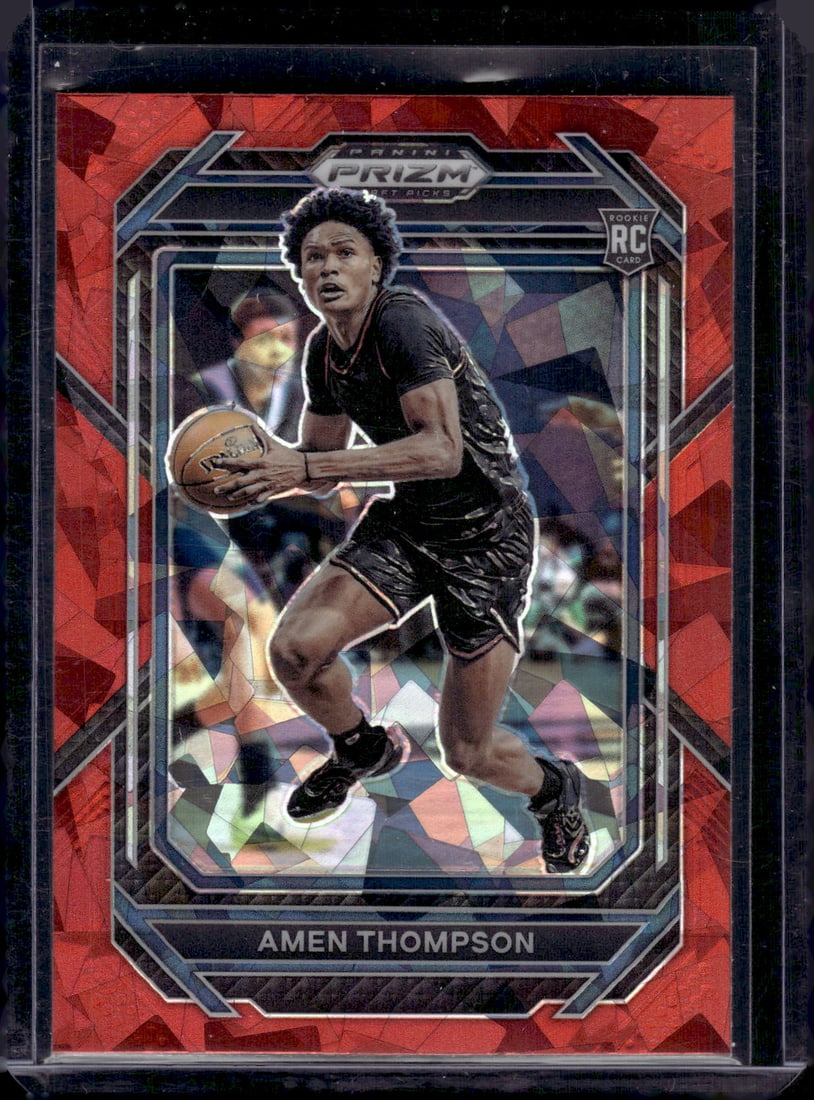 Amen Thompson Red Cracked Ice RC 2023 Panini Prizm Draft Picks #4: Amen Thompson Red Cracked Ice RC 2023 Panini Prizm Draft Picks #4