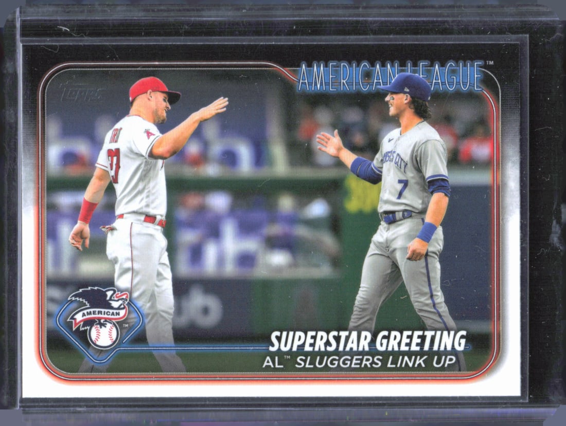 Superstar Greeting (Bobby Witt Jr. / Mike Trout) CL, CPC 2024 Topps #413: Superstar Greeting (Bobby Witt Jr. / Mike Trout) CL, CPC 2024 Topps #413