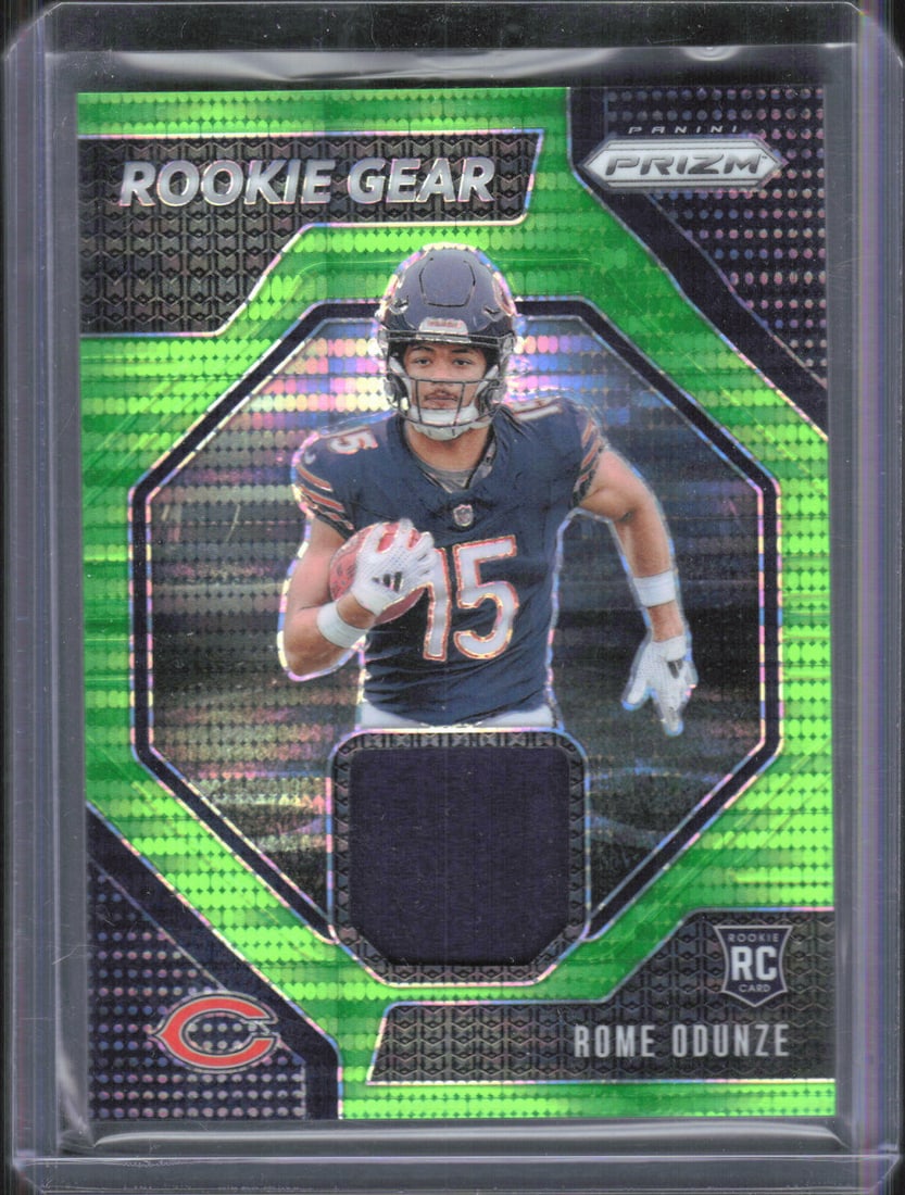 Rome Odunze Rookie Gear Neon Green Pulsar 2024 Panini Prizm #RG-ROE: Rome Odunze Rookie Gear Neon Green Pulsar 2024 Panini Prizm #RG-ROE