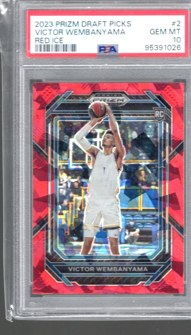 Victor Wembanyama Red Cracked Ice RC 2023 Panini Prizm Draft Picks #2 PSA 10 (1 of 2)