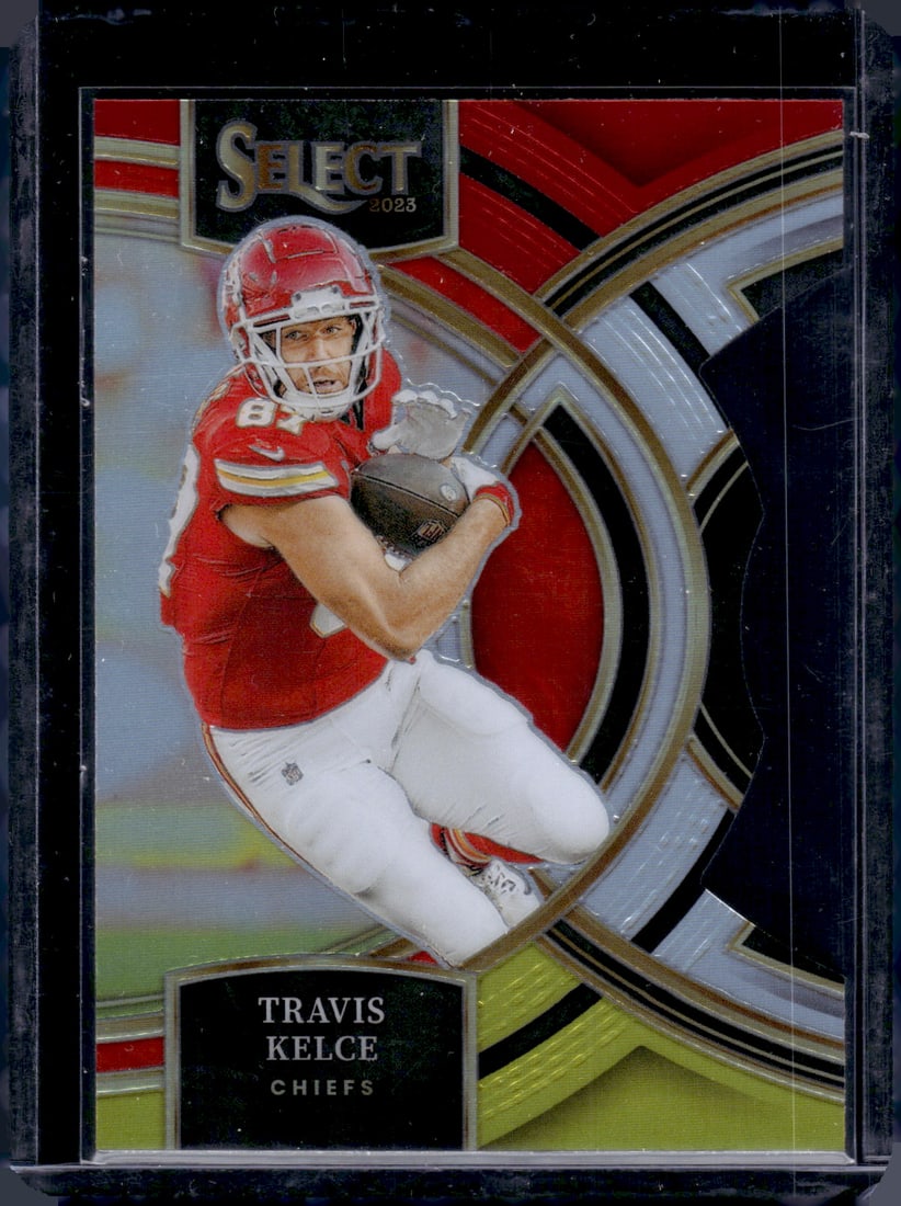 Travis Kelce Red/Yellow Prizm Die Cut 2023 Panini Select #150 (1 of 2)