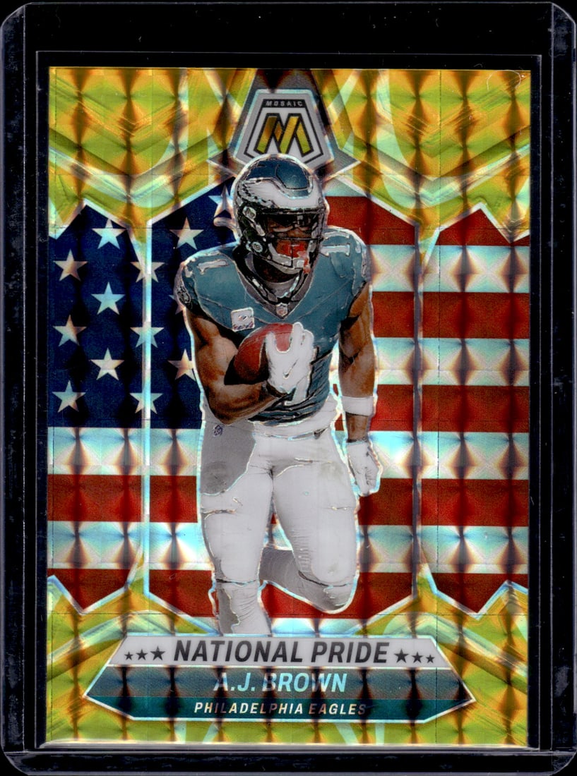 Aj Brown National Pride Reactive Yellow Prizm 2024 Panini Mosaic #265: Aj Brown National Pride Reactive Yellow Prizm 2024 Panini Mosaic #265