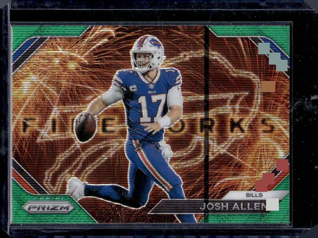 Josh Allen Fireworks Green Wave Prizm 2023 Panini Prizm #F-4 (1 of 2)