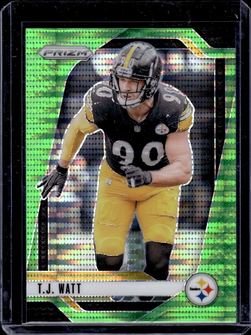 Tj Watt Neon Green Pulsar Prizm 2024 Panini Prizm #245: Tj Watt Neon Green Pulsar Prizm 2024 Panini Prizm #245