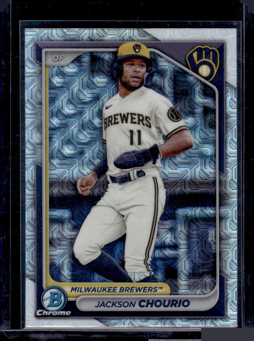 Jackson Chourio Mojo Refractor 2024 Bowman Chrome Prospects #BCP-140: Jackson Chourio Mojo Refractor 2024 Bowman Chrome Prospects #BCP-140