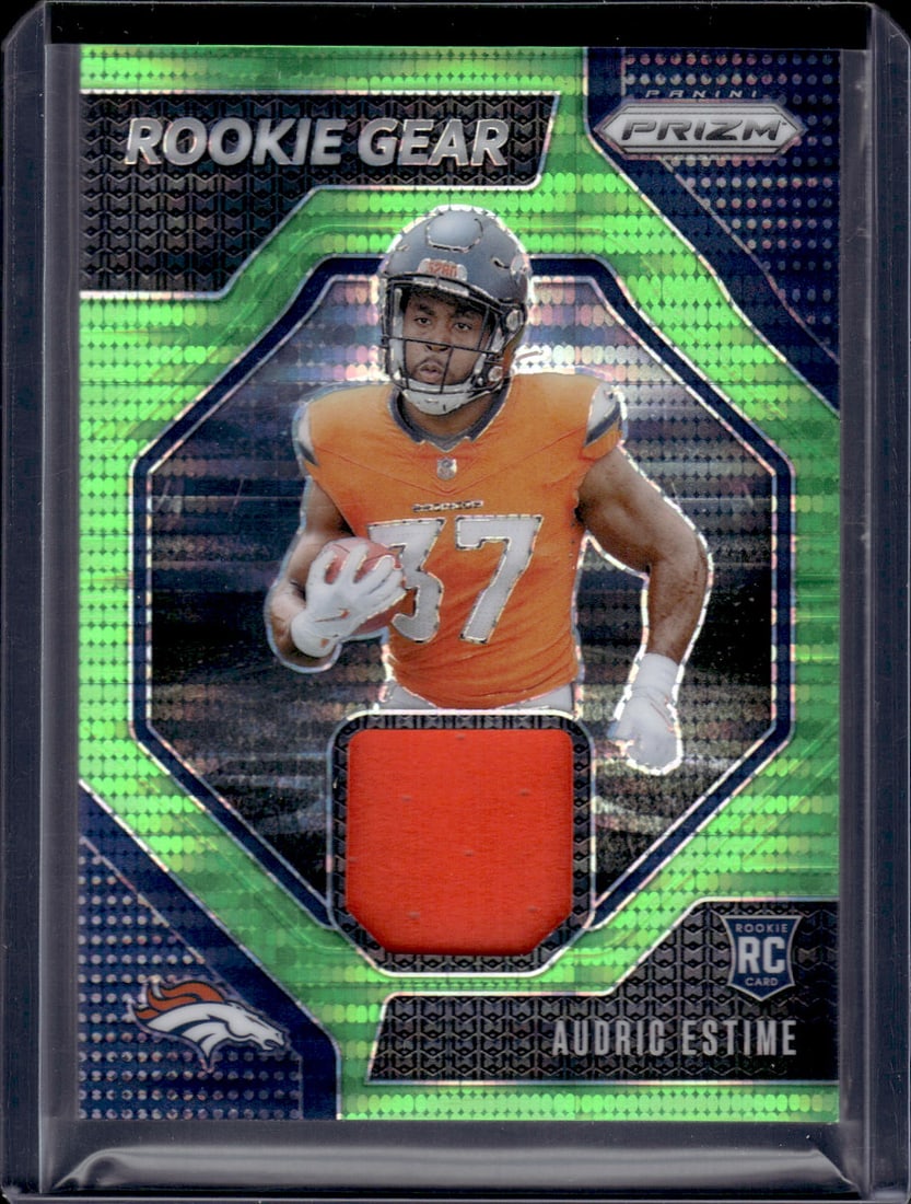 Audric Estime Neon Green Pulsar Rookie Gear 2024 Panini Prizm #RG-AEE: Audric Estime Neon Green Pulsar Rookie Gear 2024 Panini Prizm #RG-AEE