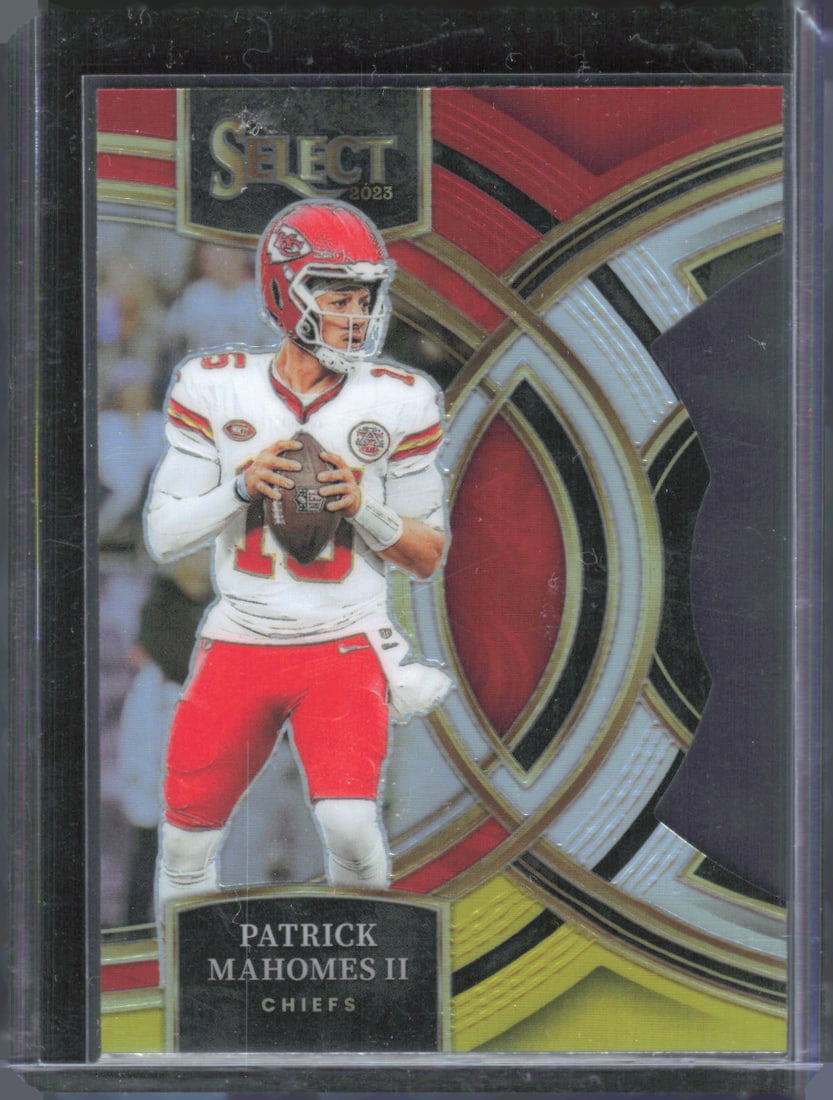 Patrick Mahomes II Red and Yellow Prizms Die Cuts 2023 Panini Select #140 (1 of 2)