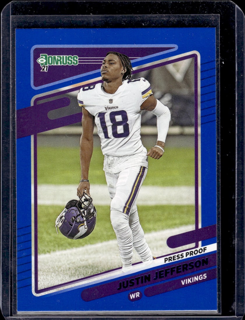 Justin Jefferson Blue Press Proof 2021 Panini Donruss #127 (1 of 2)