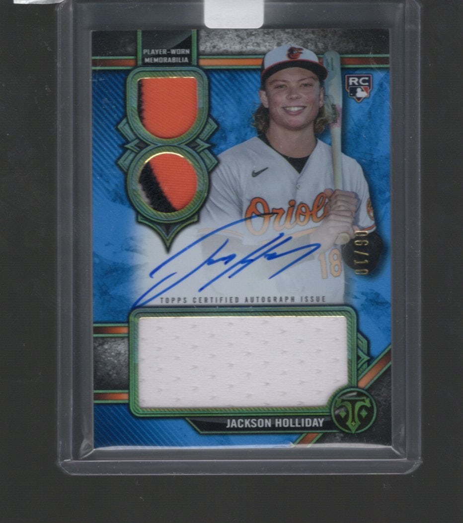 Jackson Holliday Blue Rookie Patch Auto /10 2024 Topps Triple Threads #RAR-JH (1 of 2)