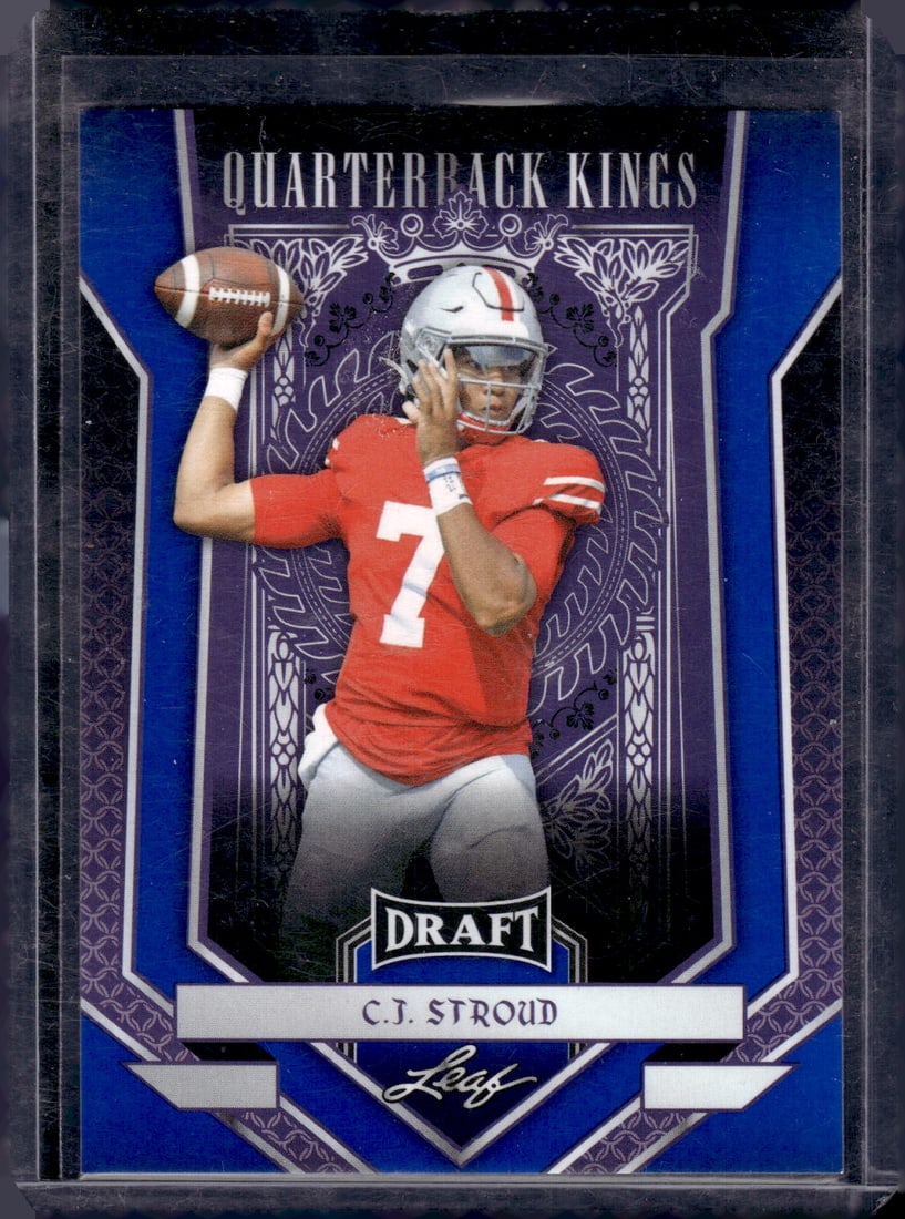 Cj Stroud Blue RC Quaterback Kings 2023 Leaf Draft #90: Cj Stroud Blue RC Quaterback Kings 2023 Leaf Draft #90