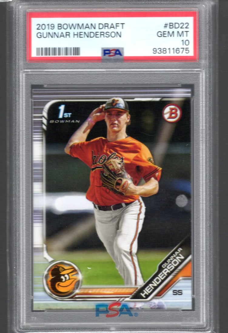 Gunnar Henderon 1st Bowman 2019 Bowman Draft #BD-22 PSA 10 (1 of 2)