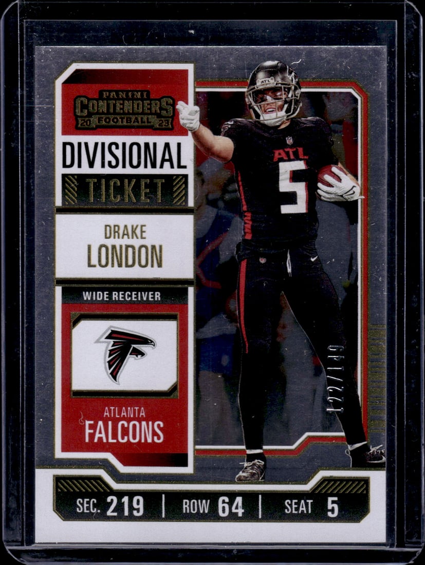 Drake London Divisonal Ticket /149 2023 Panini Contenders #5: Drake London Divisonal Ticket /149 2023 Panini Contenders #5
