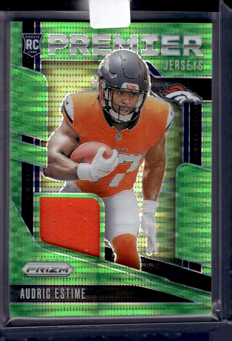 Audric Estime Neon Green Pulsar Prizm RC Patch 2024 Panini Prizm #PJ-AEE: Audric Estime Neon Green Pulsar Prizm RC Patch 2024 Panini Prizm #PJ-AEE